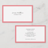 Luxe minimale monogram roze lijst visitekaartje (Voorkant / Achterkant)