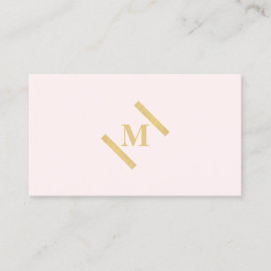 Luxe minimalistisch monogram goud/roze visitekaartje