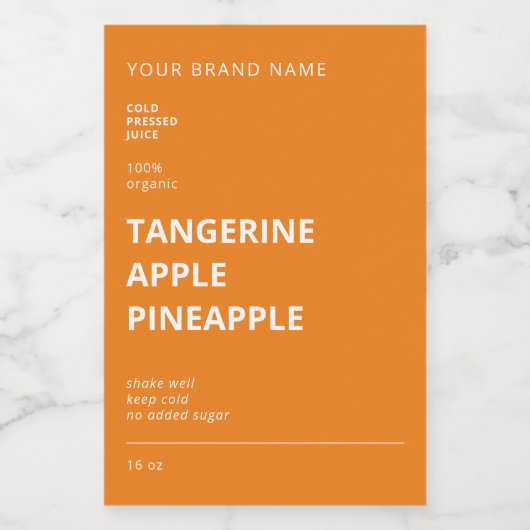 Luxe minimalistisch sap smoothie flessen label voedselcontainer etiket (Enkel label)