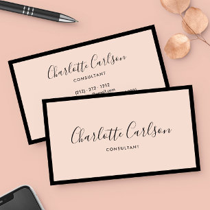 Luxe minimalistisch script Blush roze zwart Lijst Visitekaartje