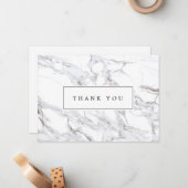 Luxe minimalistisch wit marmer dank u notitiekaartje (Voorkant / Achterkant in situ)