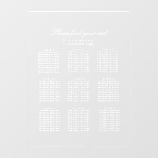 Luxe Minimalistische Heldere zitplaatsindeling Wit Raamsticker