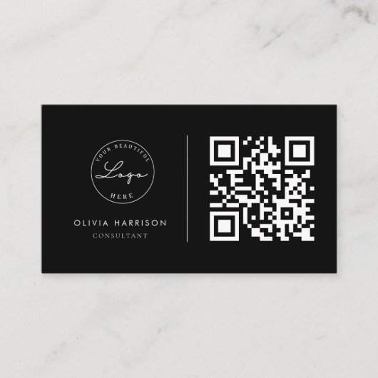 Luxe minimalistische QR-code Professional Visitekaartje (Voorkant)