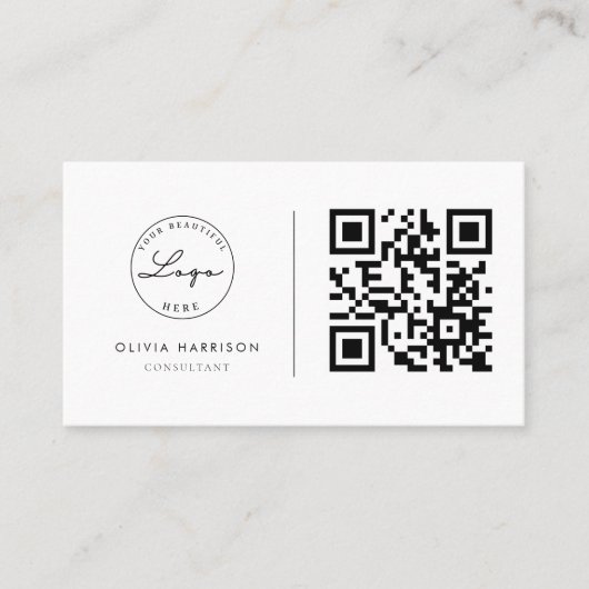 Luxe minimalistische QR-code Professional Visitekaartje (Voorkant)