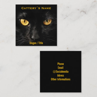 Luxe Minimalistische Zwarte Kattenogen Cattery Aan Vierkante Visitekaartje