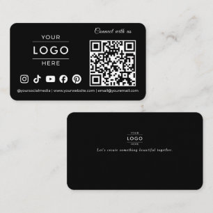 Luxe Minimalistische Zwarte QR Code Logo Ivoor Tek Visitekaartje