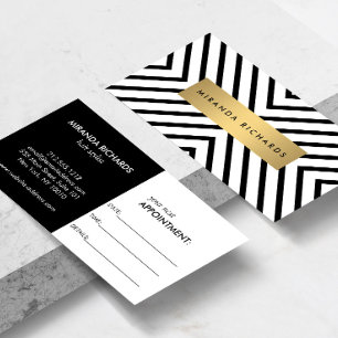 Luxe Mod Carte de rendez-vous Motif noir et blanc