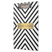 Luxe Mod Zwart-wit Patroon met Gouden Bar Klembord (Links)