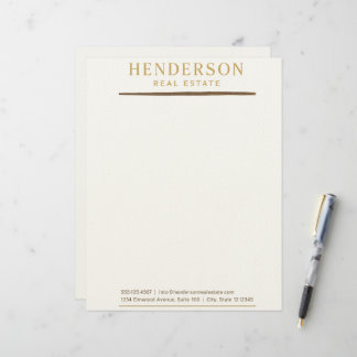 Luxe Modern Chic Gold & Mahogany Design (8.5x11) Briefhoofd