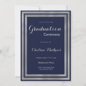 Luxe modern marineblauw zilver Afstuderen Kaart (Voorkant)
