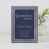 Luxe modern marineblauw zilver Afstuderen Kaart (Staand voorkant)