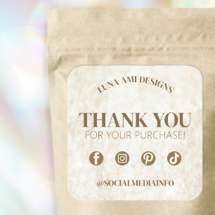 Luxe Modern Trendy Elegant Eenvoudig Dank U Vierkante Sticker