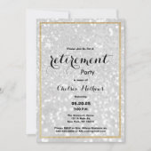 Luxe modern wit goud glitter Pensioen Party Kaart (Voorkant)