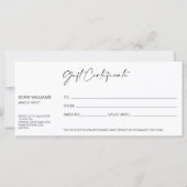 Luxe moderne certificat cadeau carte cadeau ajoute (Dos)