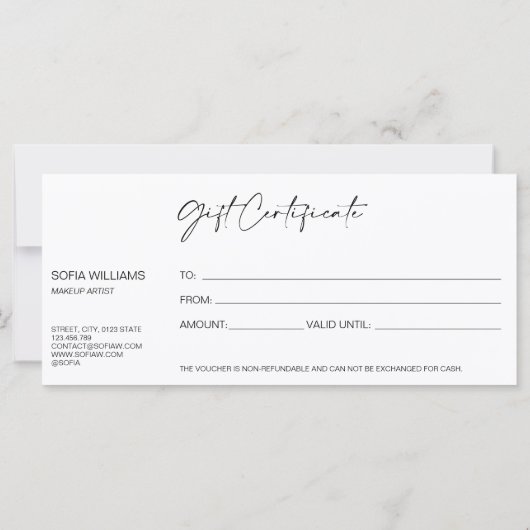 Luxe moderne certificat cadeau carte cadeau ajoute (Dos)