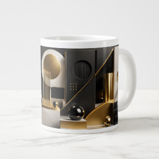 Luxe Moderne Compositie: Goud, Zwarte Cadeau Extra Grote Beker