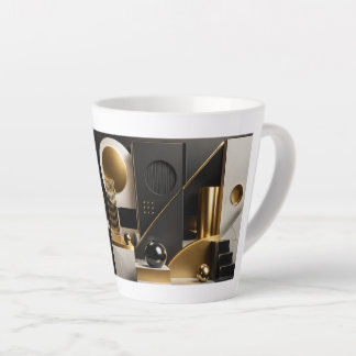 Luxe Moderne Compositie: Goud, Zwarte Cadeau Latte Mok