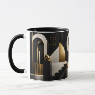 Luxe Moderne Compositie: Goud, Zwarte Cadeau Mok