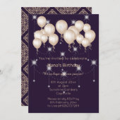 LUXE MODERNE DAMASK NAVY SILVER Invitation (Devant / Derrière)
