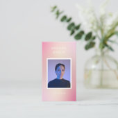 Luxe moderne dégradé photo Carte de visite violet (Debout devant)