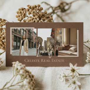 Luxe Moderne Elegante Foto Lay-out Vastgoed Visitekaartje