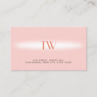 Luxe Moderne Elegante Lichtroze Monogram Visitekaartje