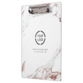 Luxe moderne faux roos goudmarmer logo klembord (Links)