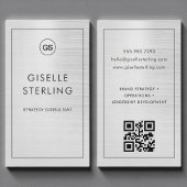 Luxe Moderne Metalen Monogram QR-code Visitekaartje