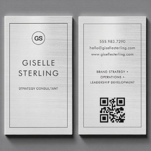 Luxe Moderne Metalen Monogram QR-code Visitekaartje