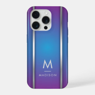 Luxe Moderne Minimaal Abstract Paars Blauw iPhone 15 Pro Hoesje