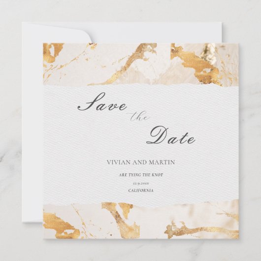 Luxe Moderne Or Abstrait Faire-Part de Mariage (Devant)