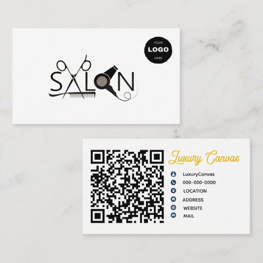 Luxe moderne personnalisé QR Code Beauté Carte de  (Devant / Derrière)