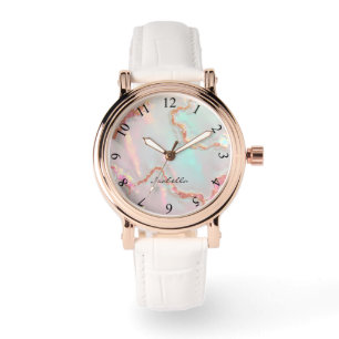 Luxe Moderne Roze Zachte Mint Goud Collectie Horloge