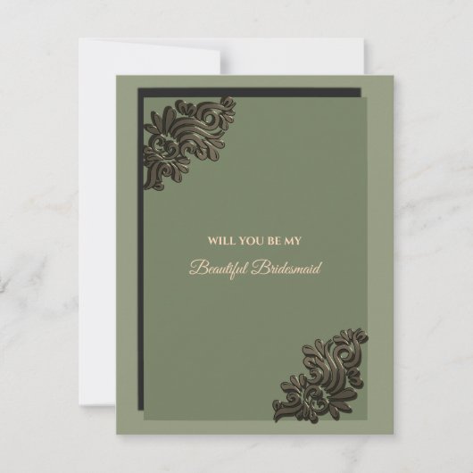 Luxe Moderne Sage groen goud bruidsmeisje voorstel Kaart (Voorkant)
