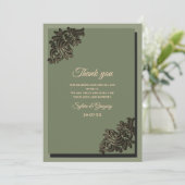 Luxe Moderne Sage groen & goud klassiek metallic Bedankkaart (Staand voorkant)