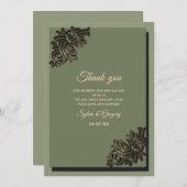 Luxe Moderne Sage groen & goud klassiek metallic Bedankkaart (Voorkant / Achterkant)