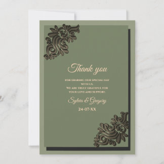 Luxe Moderne Sage groen & goud klassiek metallic Bedankkaart