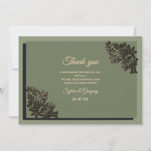 Luxe Moderne Sage groen & goud klassieke metallic Bedankkaart