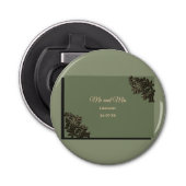 Luxe Moderne Sage groen & goud metallic Button Flesopener (Voorkant)
