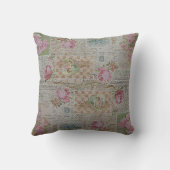 Luxe Moderne Vintage Bloem Roos Kussen (Achterkant)