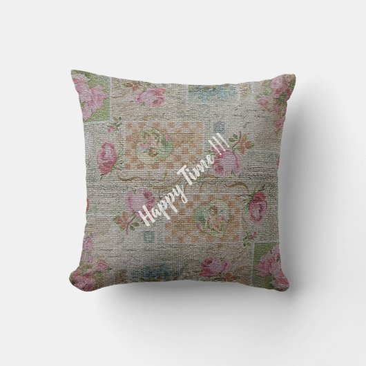 Luxe Moderne Vintage Bloem Roos Kussen (Voorkant)