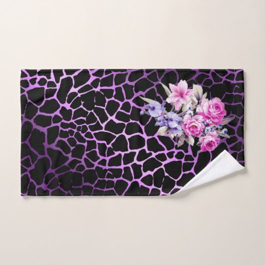 Luxe moderne violet Rose noir Tigar (Serviette à main)