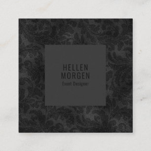 Luxe, monochromatische Floral Damask Patroon Vierkante Visitekaartje