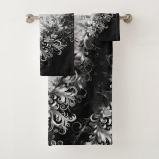 Luxe Monochrome Grey and Black with Silver Bad Handdoek