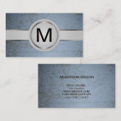 Luxe Monogram Band | Blauwe Grunge Textuur Visitekaartje (Voorkant / Achterkant)