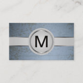 Luxe Monogram Band | Blauwe Grunge Textuur Visitekaartje (Voorkant)