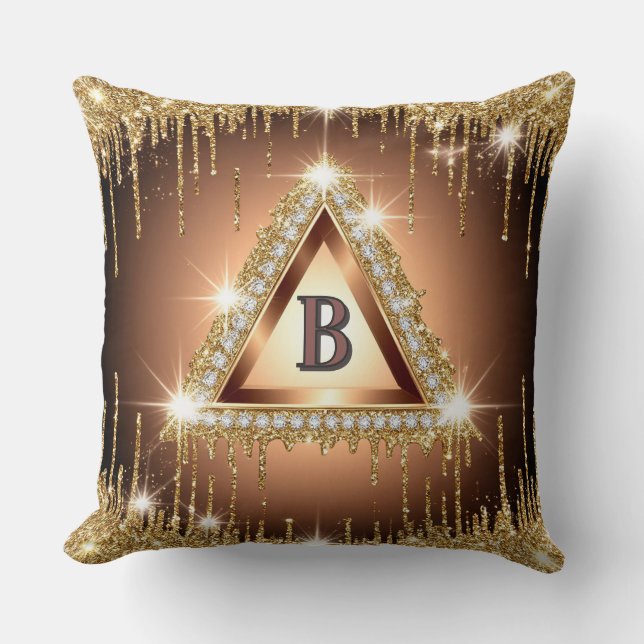 Luxe Monogram Diamond Frame Ontwerp Kussen (Voorkant)