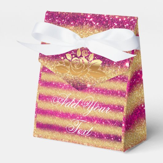 Luxe Monogram gemerkte Populaire Roze Gouden Glitt Bedankdoosjes (Voorkant Zijde)