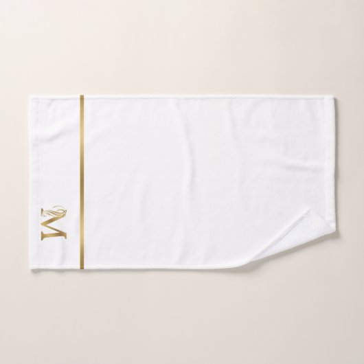 Luxe monogram gouden letter M op blauw Bad Handdoek (Handdoek)