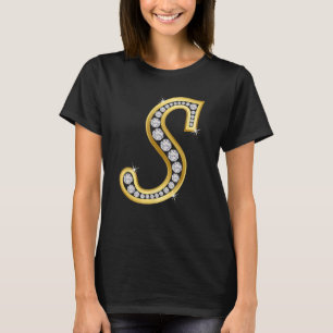 Luxe monogram initiaal letter s, gouden letter s, t-shirt